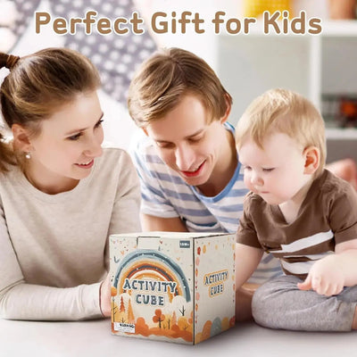 Fidtoy Wooden Activity Cube for Toddlers Musical Drum Set Toy Montessori Learning Cube 12 Months+