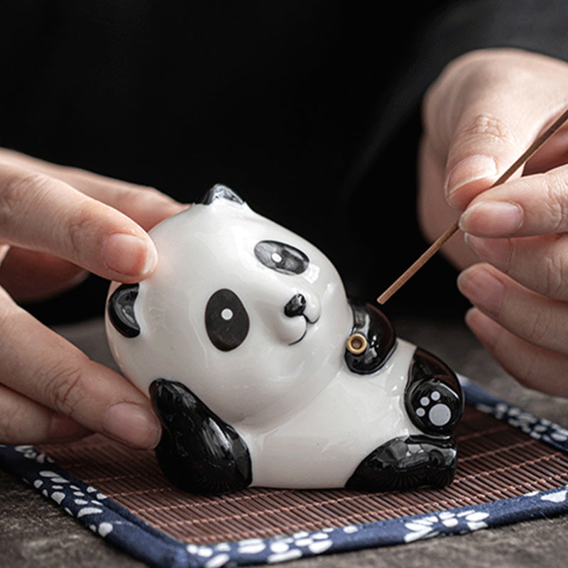 Lovely Cat Panda Ceramic Blessing Incense Burner Decoration Incense Burner BS 17