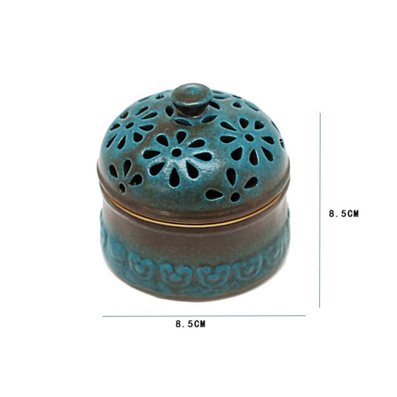 Buddha Stones Mini Hollow Spiritual Meditation Ceramic Small Incense Burner Decoration Incense Burner BS 8