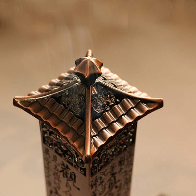 Buddha Stones Heart Sutra Alloy Incense Holder Healing Home Decoration Incense Burner Decorations Incense Burner BS 13