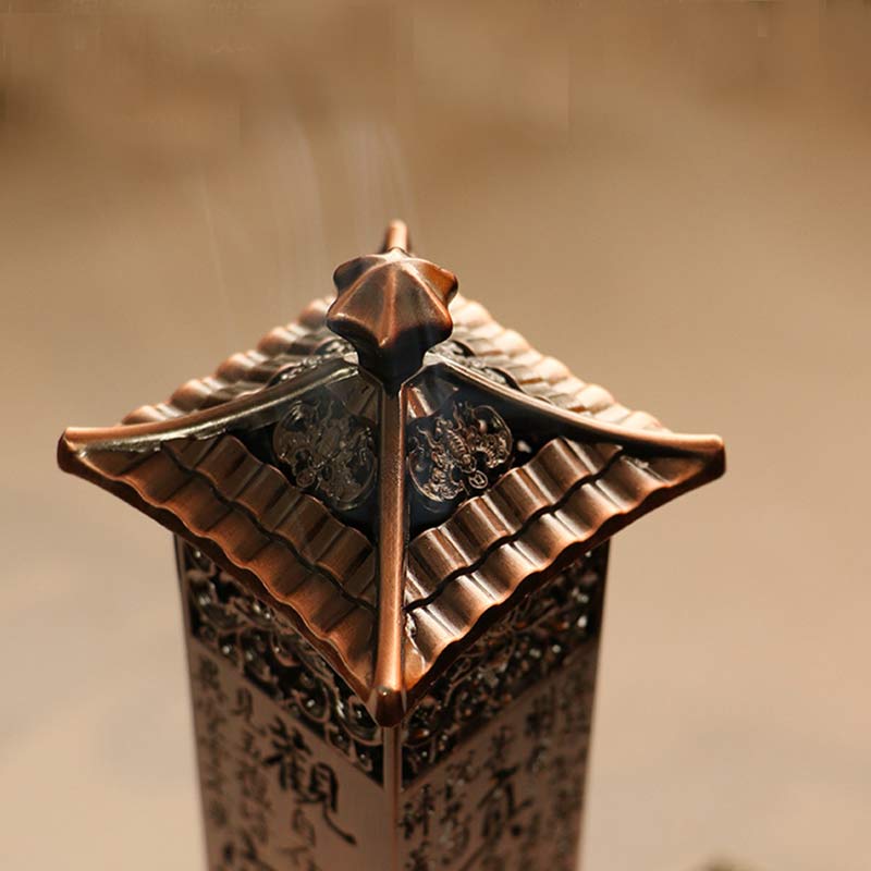 Buddha Stones Heart Sutra Alloy Incense Holder Healing Home Decoration Incense Burner Decorations Incense Burner BS 13