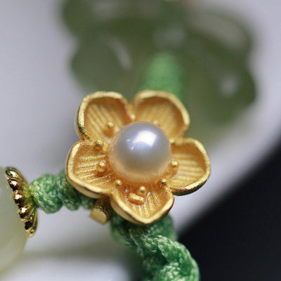 Buddha Stones 925 Sterling Silver Jade Luck Flower Butterfly Bracelet Bracelet BS 13