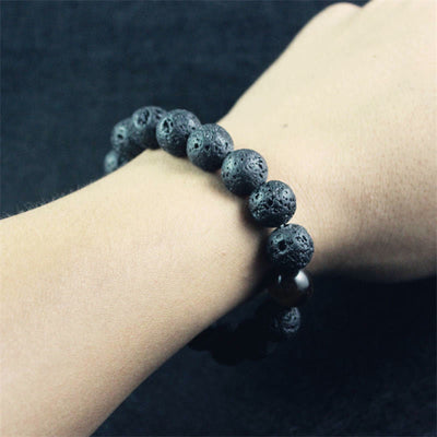 Foviel Lava Rock Tiger Eye Stone Peace Healing Bracelet