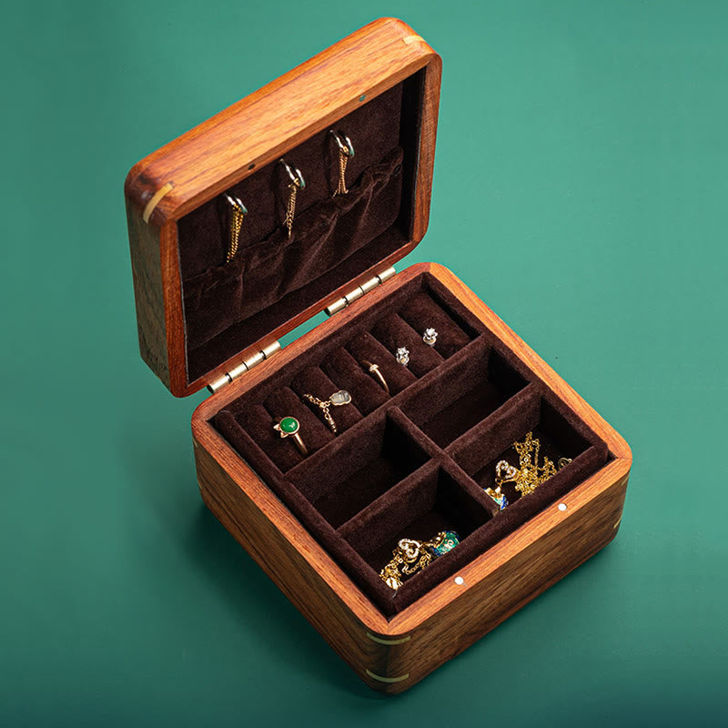 Buddha Stones Antique Flower Leaf Handmade Rosewood Jewelry Storage Box Wooden Gift Organizer Box Jewelry Storage Box BS 8