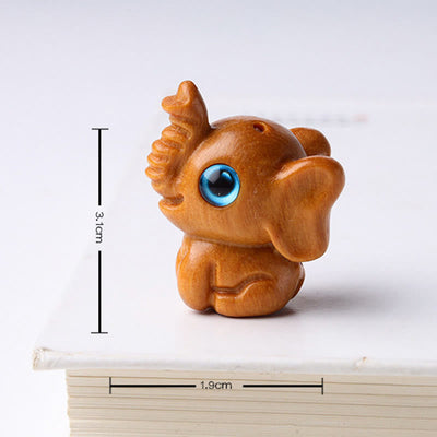 Foviel Sandalwood Small Leaf Red Sandalwood Green Sandalwood Lucky Mini Elephant Carved Protection Decoration