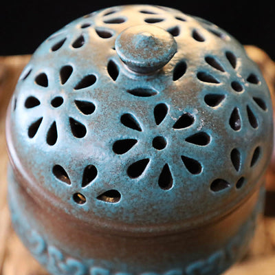 Buddha Stones Mini Hollow Spiritual Meditation Ceramic Small Incense Burner Decoration Incense Burner BS 6