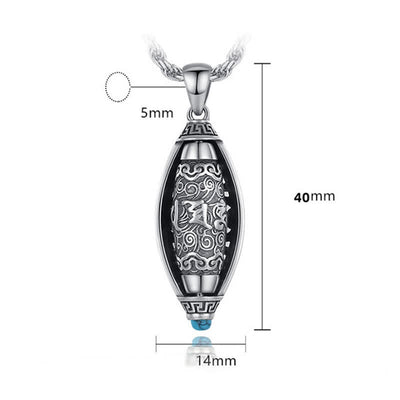 Buddha Stones Tibet Om Mani Padme Hum Protection Necklace Rotatable Pendant Necklaces & Pendants BS 9