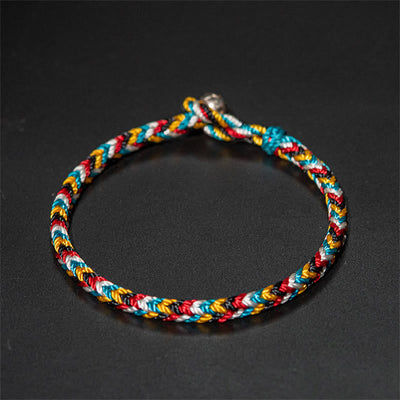 Buddha Stones Tibet Handmade Five Color Thread Protection Braid String Bracelet Bracelet BS 6
