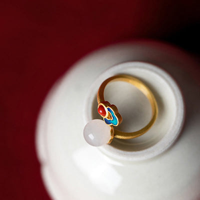 White Jade Auspicious Cloud Blessing Luck Ring Rings BS 8