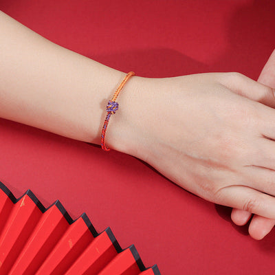 Buddha Stones Handcrafted Colorful Purple Gold Red Braid Rope Bracelet Bracelet BS 4
