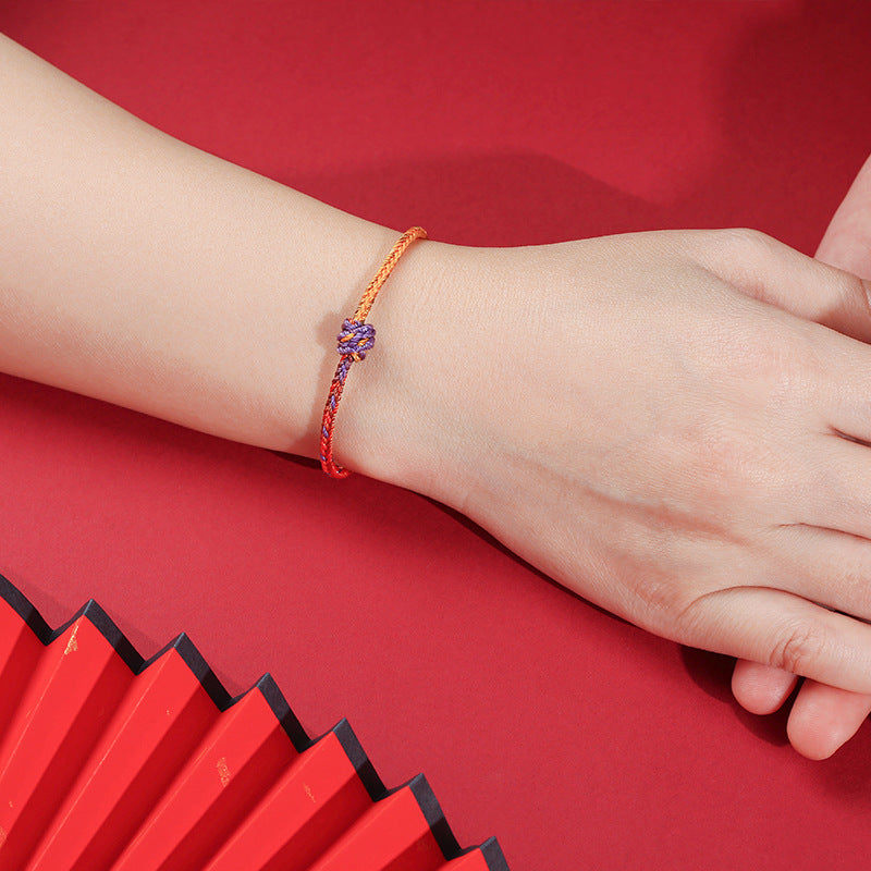 Buddha Stones Handcrafted Colorful Purple Gold Red Braid Rope Bracelet Bracelet BS 4