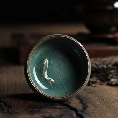 Buddha Stones Colorful Koi Fish Ceramic Teacup Kung Fu Tea Cup Bowl Cup BS One Koi Fish 7.8cm*3.4cm*60ml