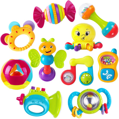 Fidtoy Juego de 10 sonajeros y mordedores para bebé