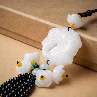 Pendentif de voiture Foviel Feng Shui en jade PiXiu pour la bénédiction