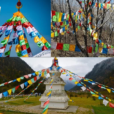 Buddha Stones Tibetan 5 Colors Windhorse Happiness Auspicious Outdoor Prayer Flag TIBETAN PRAYER FLAGS buddhastoneshop 17