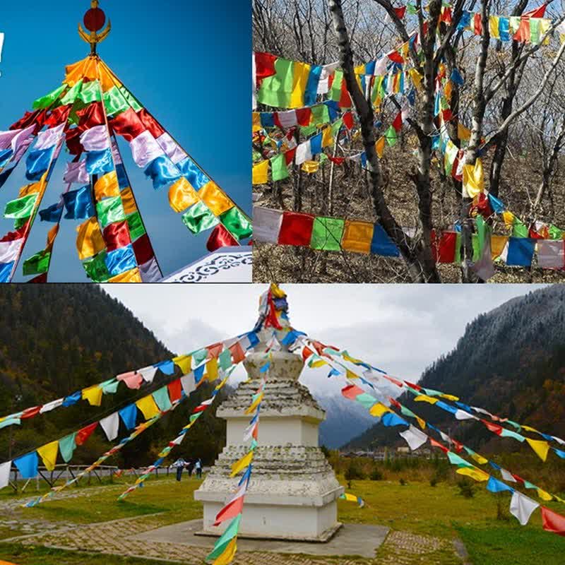 Buddha Stones Tibetan 5 Colors Windhorse Happiness Auspicious Outdoor Prayer Flag TIBETAN PRAYER FLAGS buddhastoneshop 17