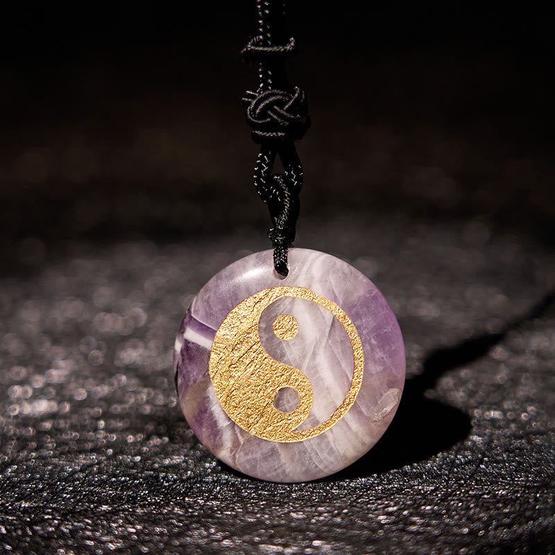 Buddha Stones Various Crystal Amethyst Tiger Eye Green Aventurine Yin Yang Spiritual Necklace Pendant Necklaces & Pendants BS 6