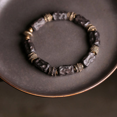 Buddha Stones Tibetan Ebony Wood Copper Calm Peace Bracelet Bracelet BS 5