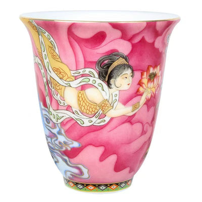 Buddha Stones Dunhuang Color Flying Apsaras Teacup Kung Fu Tea Cup Cup BS 12