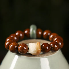 Buddha Stones Purple Bodhi Seed Dancing Lion Wisdom Bracelet Bracelet BS Bodhi Seed&Gradient Dancing Lion(Wrist Circumference 15-17cm)
