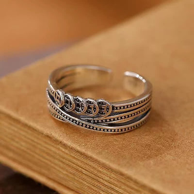 Buddha Stones Copper Coin Wealth Luck Ring Ring BS 4
