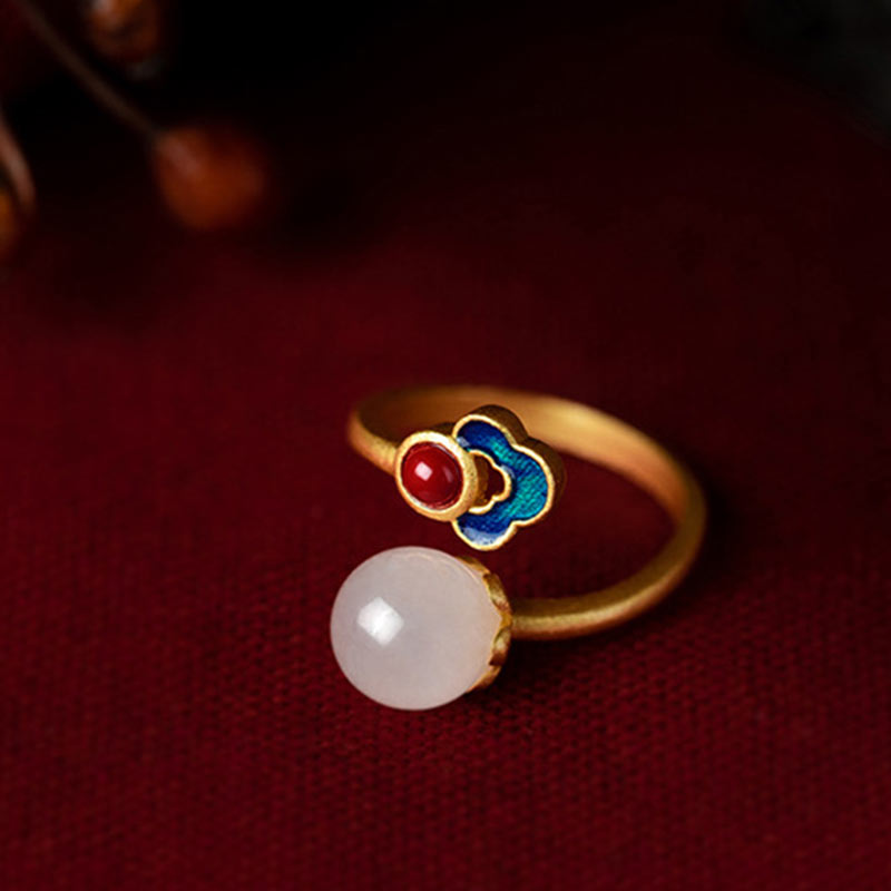 White Jade Auspicious Cloud Blessing Luck Ring Rings BS 9