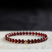 Foviel 999 Gold Koi Fish Natural Garnet Protection Bracelet