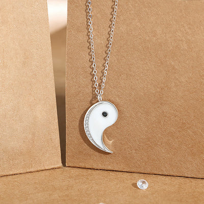 Buddha Stones 925 Sterling Silver Yin Yang Symbol Harmnoy Necklace Pendant Necklaces & Pendants BS White