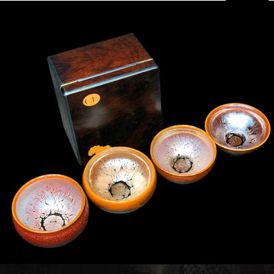 Buddha Stones Gold Spot Pattern Chinese Jianzhan Ceramic Teacup Kung Fu Tea Cup Bowl With Gift Box Jian Zhan Tea Cup BS 10