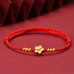 FREE Today: Protection and Strength Adjustable Red String Gold Flower Bracelet - Red (Wrist Circumference: 5.5–7.1 in/14–18 cm) - image 0