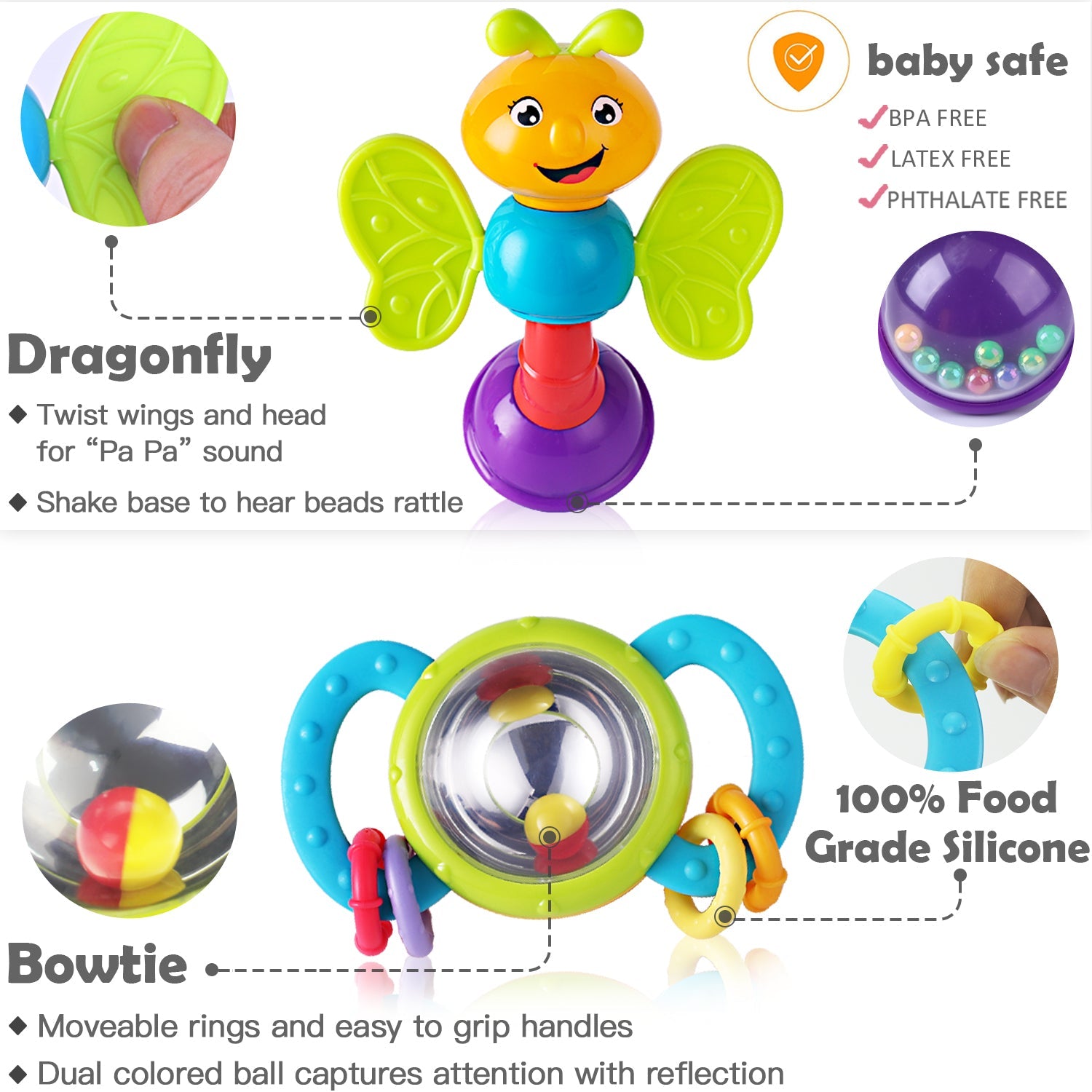 Fidtoy Juego de 10 sonajeros y mordedores para bebé