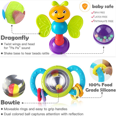 Fidtoy Juego de 10 sonajeros y mordedores para bebé
