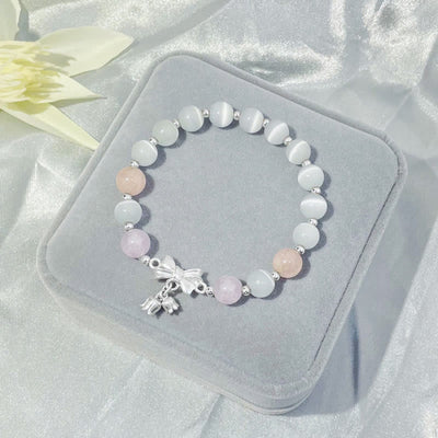 Buddha Stones Cat's Eye Lavender Amethyst Rosette Charm Bracelet Bracelet BS 1