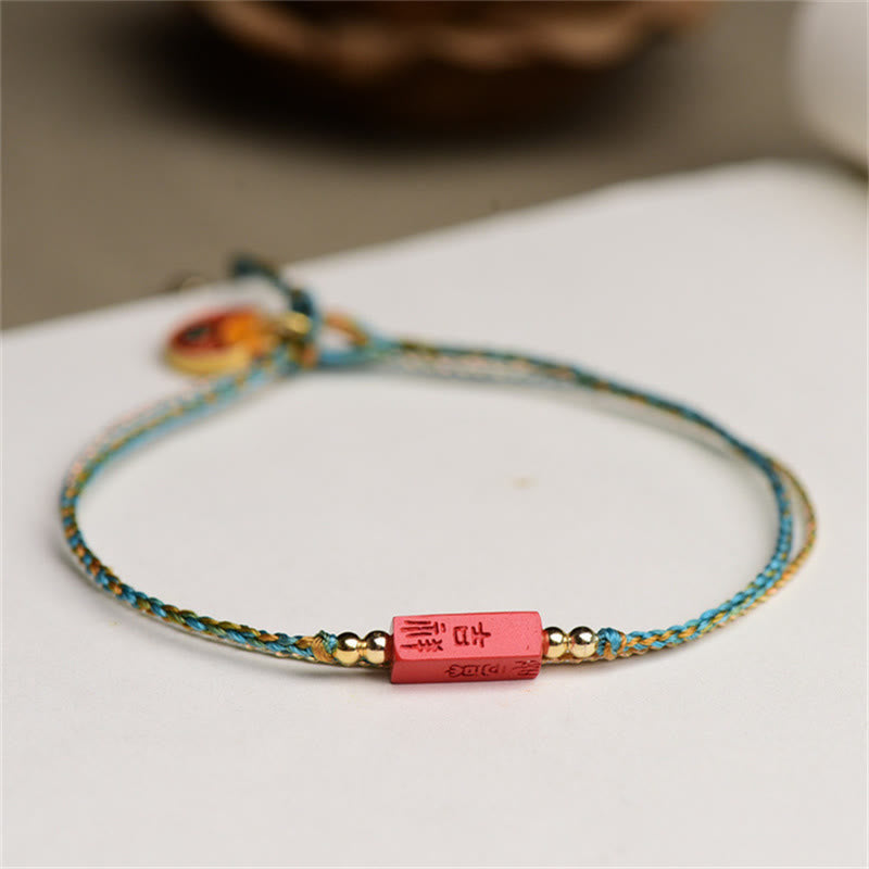Buddha Stones Handmade Cinnabar As One Wishes Blessing Braid Double Layer Bracelet Bracelet BS 2