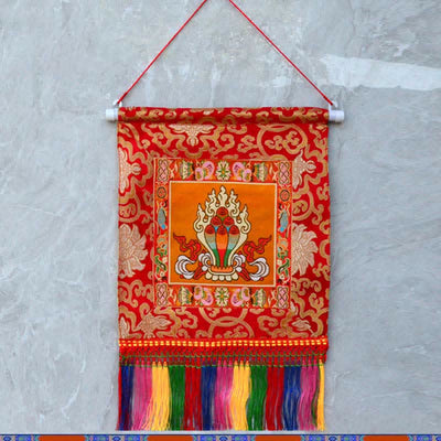 Buddha Stones Vajra Auspicious Symbols Spiritual Power Wall Art Wall Art BS The Chintamani Jewel Orange