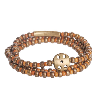 Buddha Stones Retro Olive Pit Copper Wealth Bracelet Bracelet BS 7