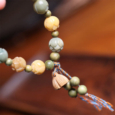 Buddha Stones Bodhi Seed Lotus Green Sandalwood Wisdom Harmony Bracelet Bracelet BS 5