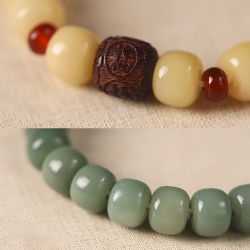 Buddha Stones Bodhi Seed Auspicious Cloud Fu Character Bead Peace Bracelet Bracelet BS 11