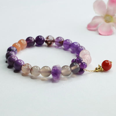 Buddha Stones Natural Amethyst Crystal Inner Peace Healing Bead Charm Bracelet Bracelet BS 4