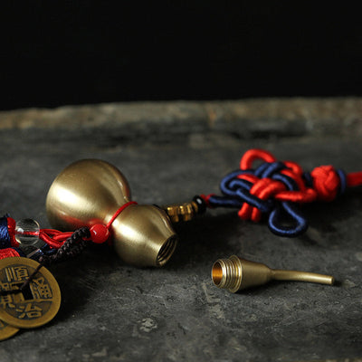 Buddha Stones Feng Shui Wu Lou Gourd Ancient Chinese Coins  Wealth Car Hanging Decoration Necklaces & Pendants BS 1