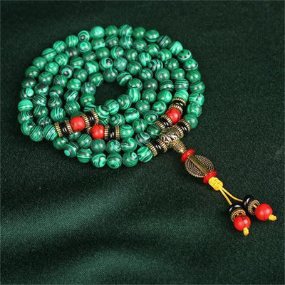 Buddha Stones Tibetan 108 Mala Malachite Beads Bracelet Necklace Bracelet BS 1