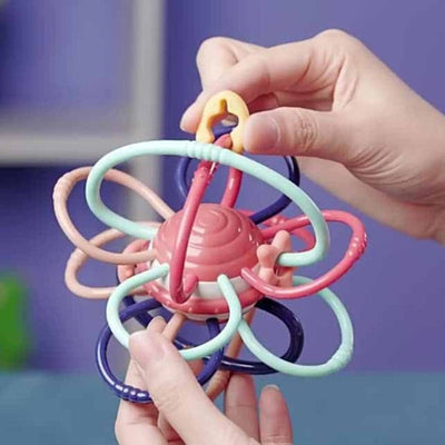 Fidtoy Jouet de dentition pour bébés et tout-petits | Développement sensoriel et motricité fine | Sans BPA, silencieux pour la maison et les voyages