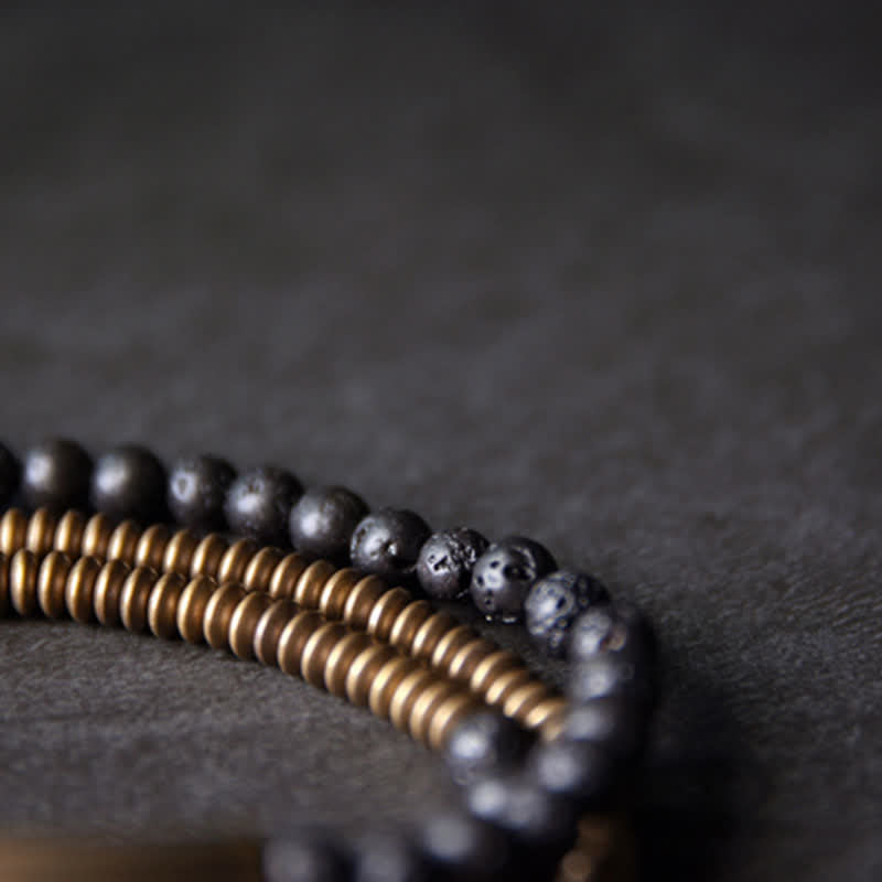 Buddha Stones Vintage Lava Rock Copper Support Bracelet Bracelet BS 12