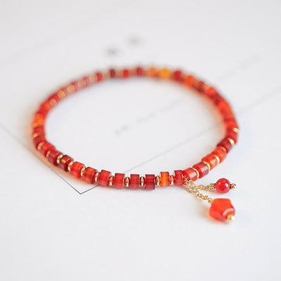 Natural Red Agate Endless Knot Four Leaf Clover Star Confidence String Bracelet Bracelet BS Star