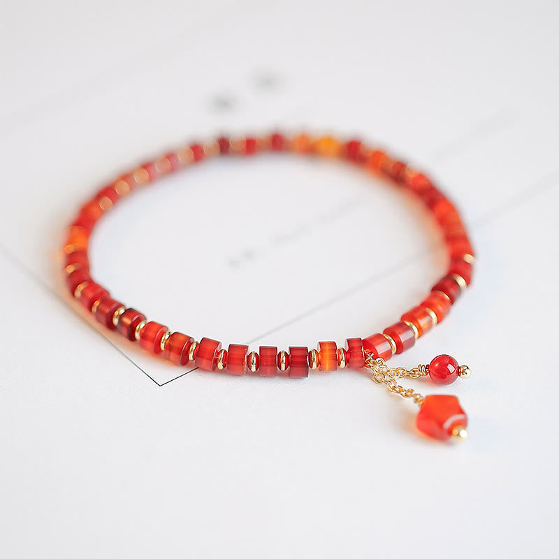 Natural Red Agate Endless Knot Four Leaf Clover Star Confidence String Bracelet Bracelet BS Star