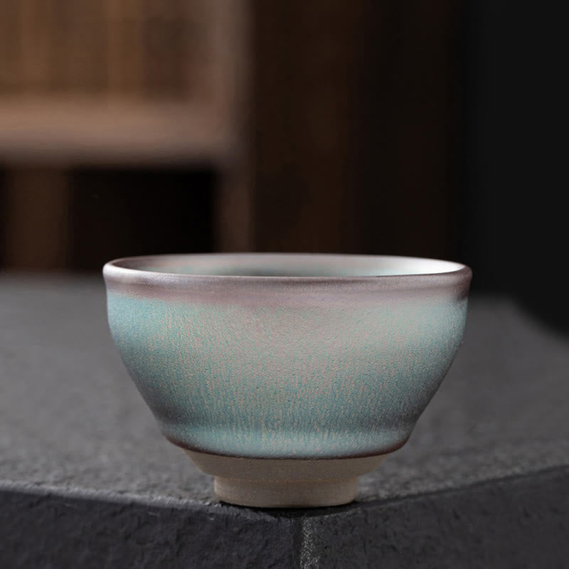 Buddha Stones Vintage Pink Colorful Chinese Jianzhan Kiln Change Ceramic Teacup Kung Fu Tea Cup Bowl Jian Zhan Tea Cup BS 2