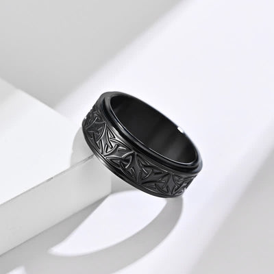 Buddha Stones  Triangle Knot Triquetra Titanium Steel Calm Rotatable Ring Ring BS 7