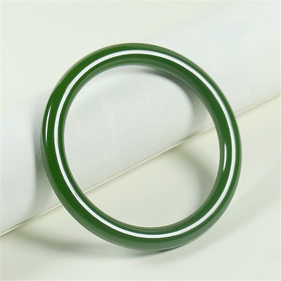 Buddha Stones Cyan Jade Longevity Blessing Bangle Bracelet Bracelet BS 64mm