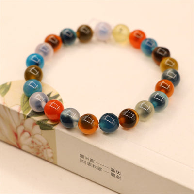 Buddha Stones Colorful Candy Agate Healing Strength Bead Bracelet Bracelet BS 2