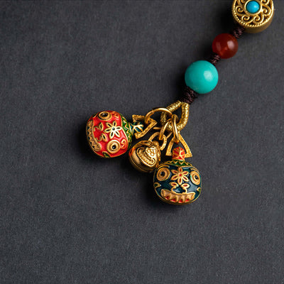 Buddha Stones Gold Swallowing Beast Family Luck Car Key Chain Phone Hanging Decoration Hanging Decoration BS 2